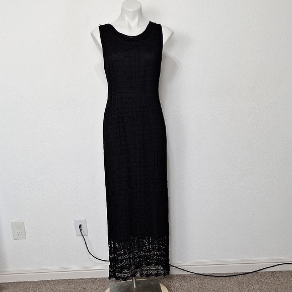 Chicos Black Whimsigoth Witchy Crochet Sleeveless Sheath Maxi Dress Size XL - Picture 2 of 15